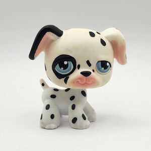 Littlest Pet Shop Dalmation #44 Dog LPS White Black Blue Eyes 2004 Authentic